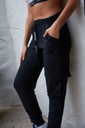 PANTALON TIRO ALTO DE RUSTICO Y LYCRA CON BOLSILLO