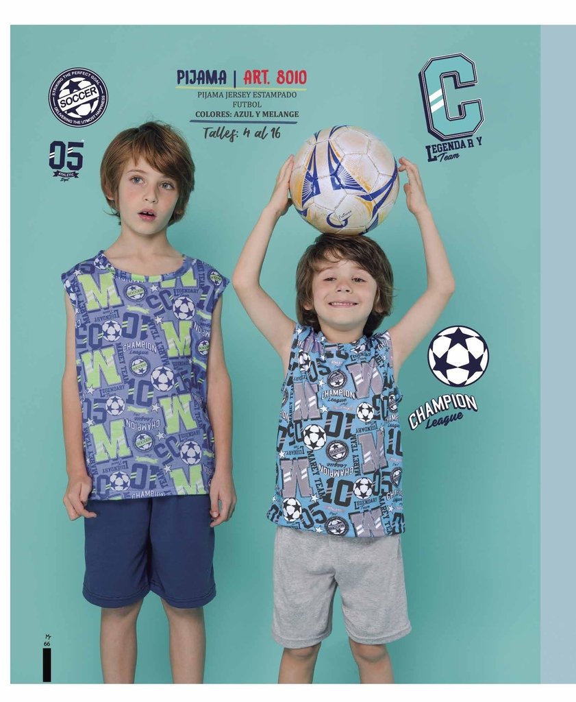 VER. PIJAMA JERSEY ESTAMPADO "FUTBOL"  VERANO NENE