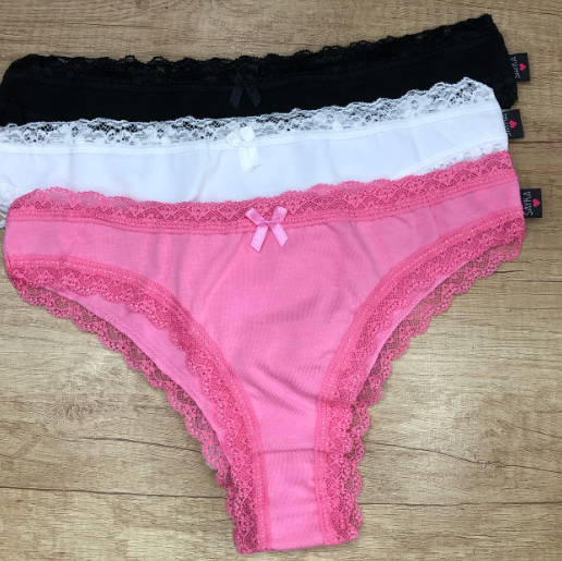 PACK X3 VEDETINA ALGODON Y LYCRA CON PUNTILLA