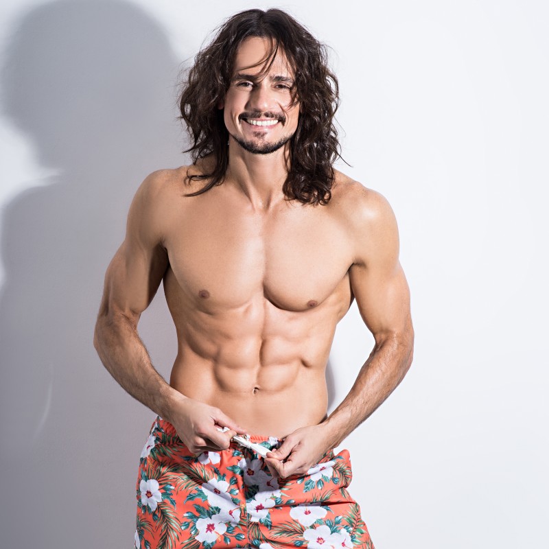 VER. MALLA  TRAJE DE BAÑO DE HOMBRE ESTAMPADO FLORES TROPICALES