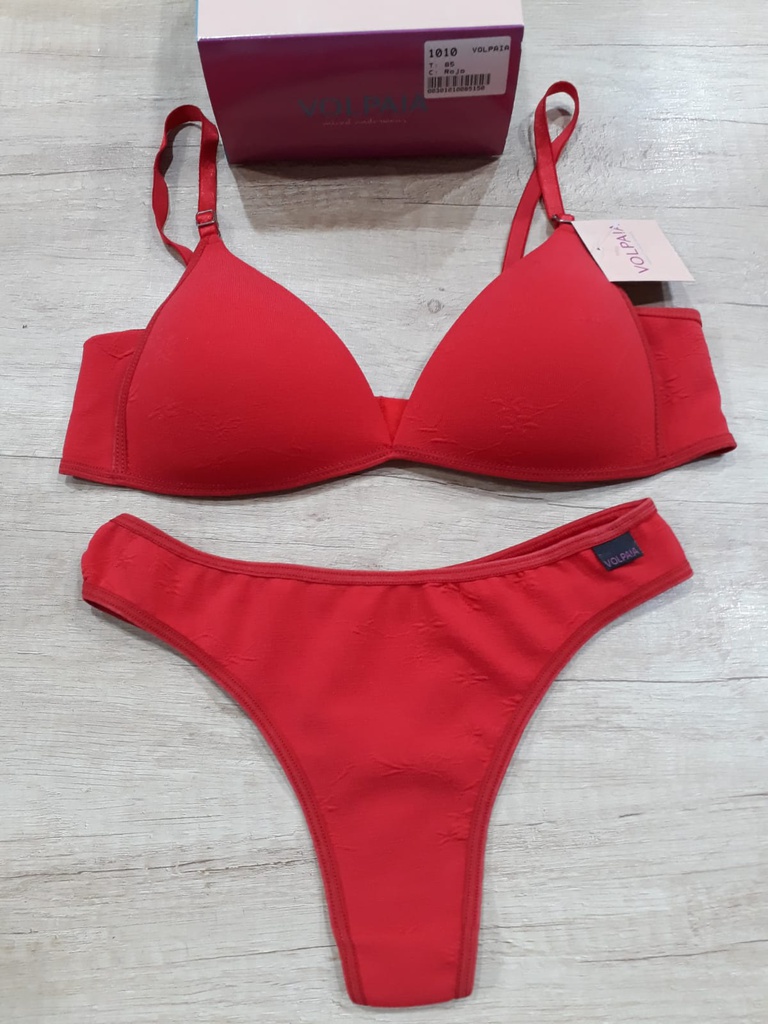 OFERTON! -  CONJUNTO TRIANGULO SOFT LISO TEXTURADO JACQUARD CON COLALES