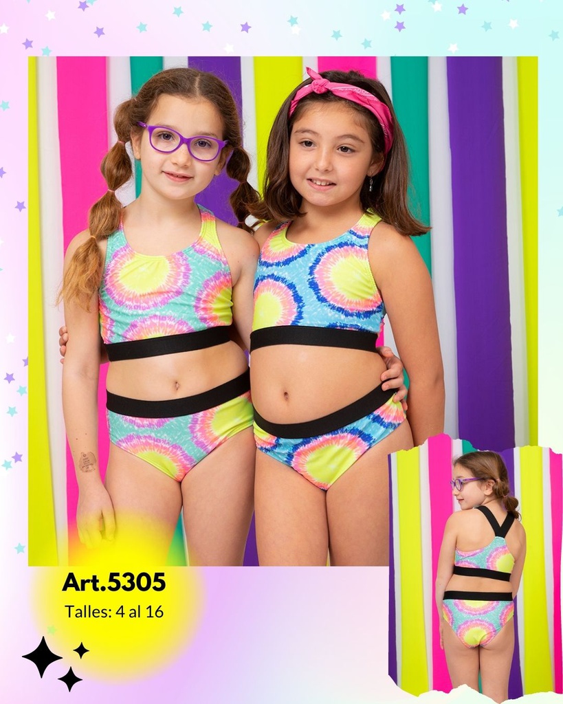 MALLA BIKINI NENA CON ELÁSTICO ANCHO. ESTAMPADO BATIK