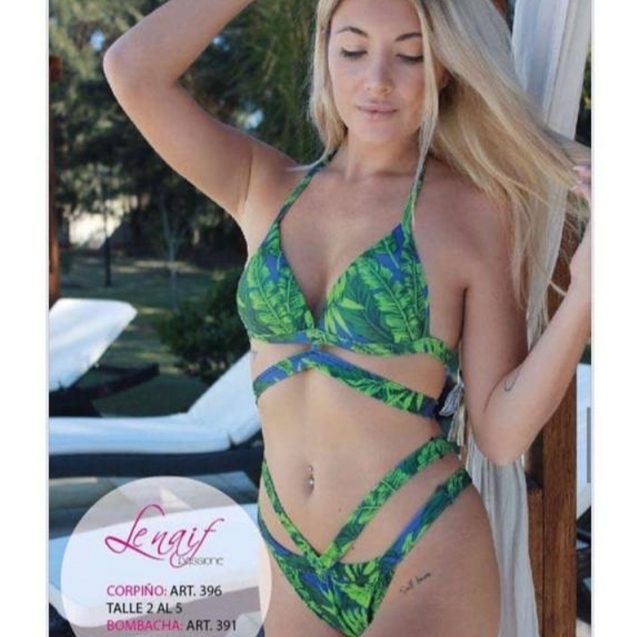 BLACK! -15% OFF !! - MALLA COLALES ESTAMPADA DOBLE TIRA