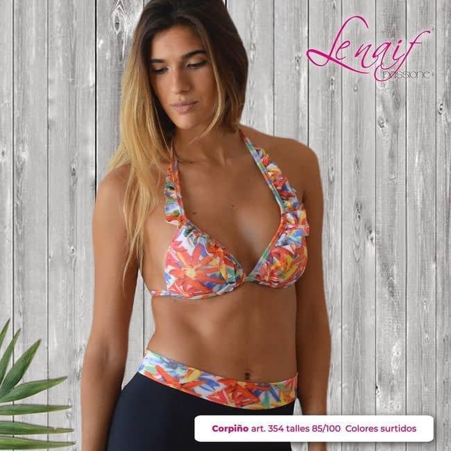 DESCUENTO -15% DESCUENTO ! MALLA CORPIÑO TRIANGULO SOFT C/ VOLADOS EN BRETEL ESTAMPADO