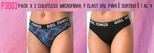 PACK X2 CULOTELES DE MICROFIBRA CON ELASTICO GIRL POWER