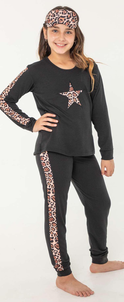 LIQUIDACION ! - INV. PIJAMA NENA CON RECORTES ESTAMPADOS Y APLIQUE BORDADO "ZAIRA"