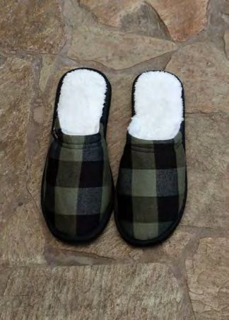 LIQUIDACION ! - INV. PANTUFLA A CUADROS DE VIYELA CON INTERIOR DE CORDERITO