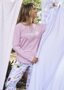 LIQUIDACION ! - INV. PIJAMA CONJUNTO MANGA LARGA DE ALGODON CON ESTAMPA LOCALIZADA Y PANTALON ESTAMPADO &quot;BOUQUET&quot;