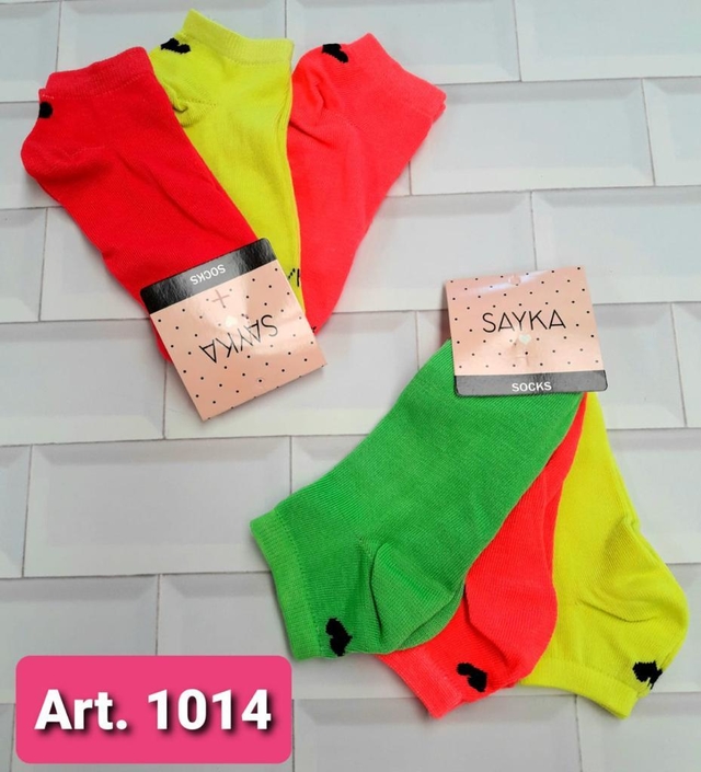 PACK X 3  SOQUETES MUJER LISO FLUO