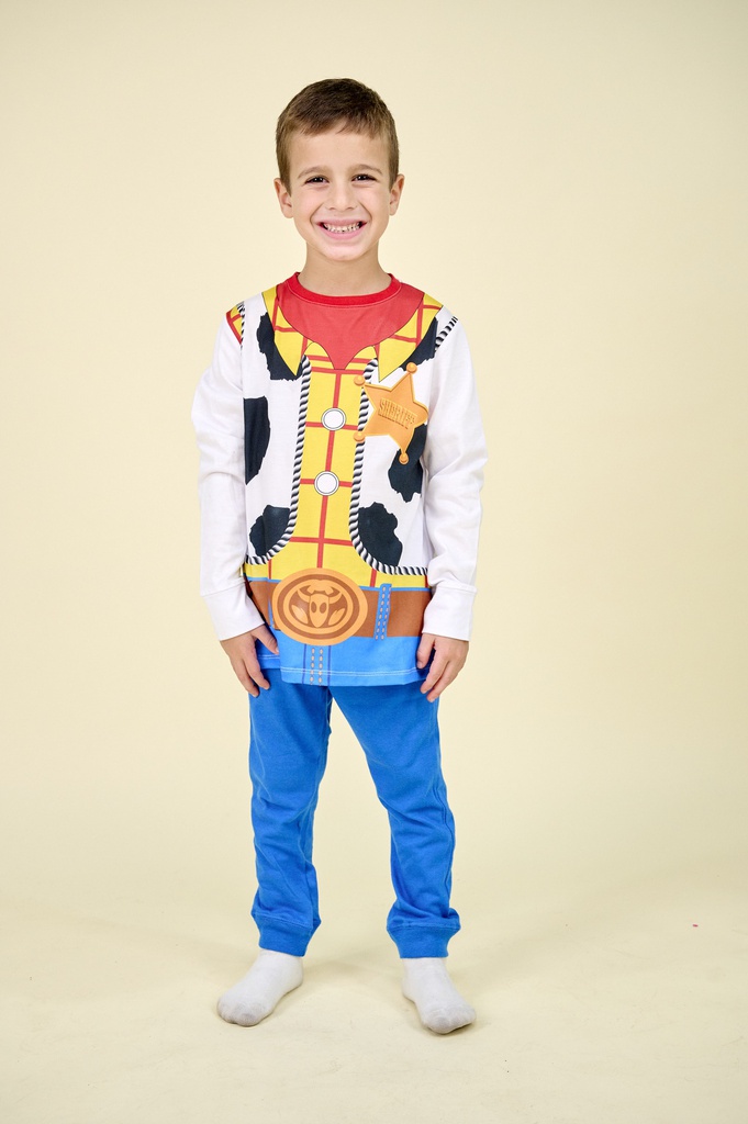 DESCUENTO 10% LIQUIDACION DE TEMPORADA!  INV. PIJAMA DISFRAZ "TOY STORY" DE JERSEY MODAL ML SUBLIMADO "WOODY" Y PANTALON LISO