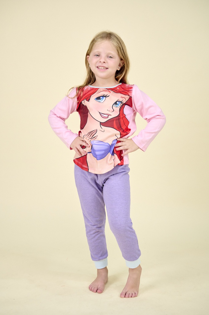  INV. PIJAMA ML SUBLIMADO "PRINCESAS SIRENITA ARIEL" DE JERSEY MODAL