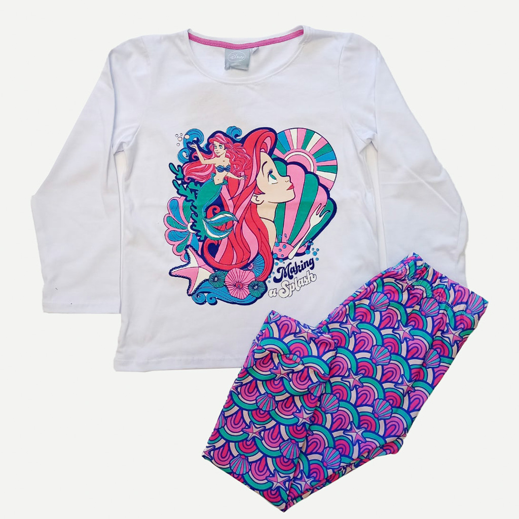 DESCUENTO 10% LIQUIDACION DE TEMPORADA!  INV. PIJAMA ML DE JERSEY ESTAMPADO "PRINCESAS SIRENITA ARIEL"