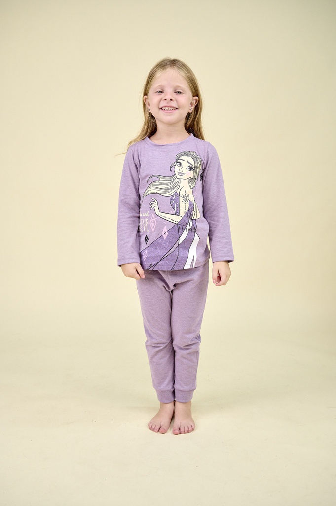 INV. PIJAMA JERSEY ML ESTAMPADO CON GLITTER &quot;FROZEN&quot; 