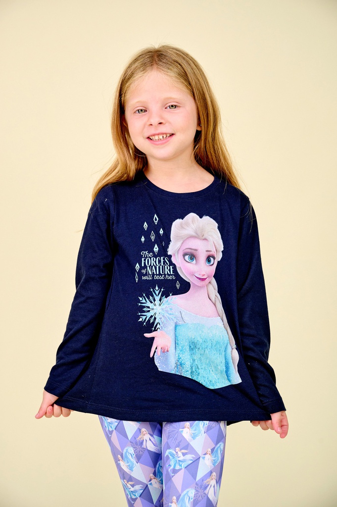 INV. REMERA JERSEY ML "FROZEN" ESTAMPADA CON FRUNCE EN MANGAS