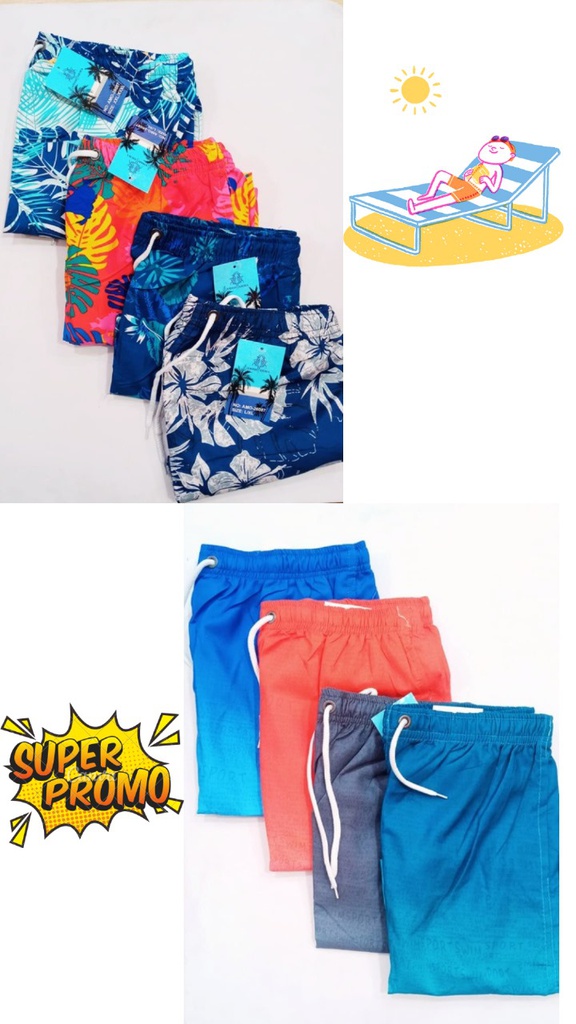 SHORT DE BAÑO ESTAMPADOS Y LISOS