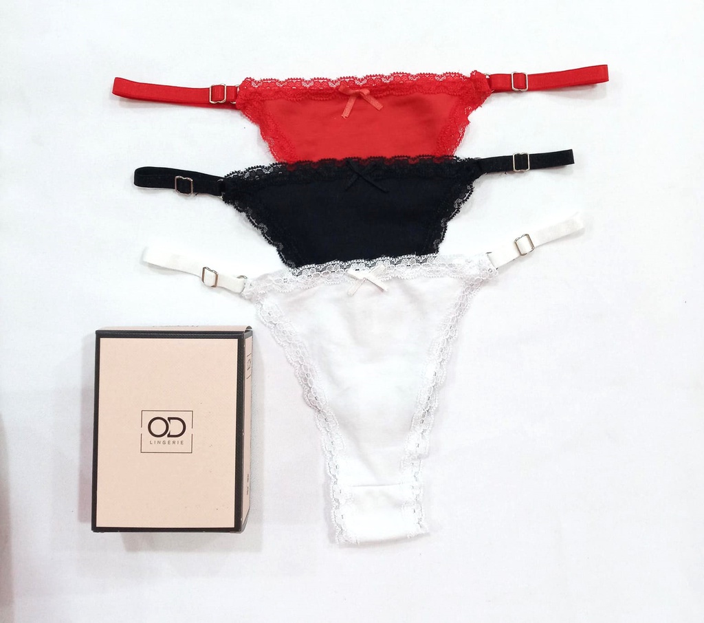 PACK X3 REGULABLES DE ALGODÓN Y LYCRA CON PUNTILLA