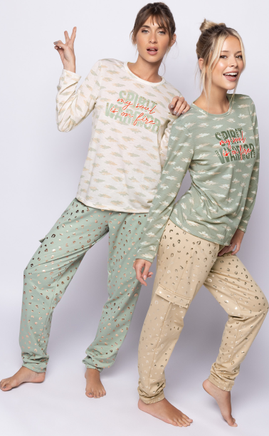 DESCUENTO 10% LIQUIDACION DE TEMPORADA! INV. PIJAMA DAMA ESTAMPADO PANTALON CARGO DE ALGODON