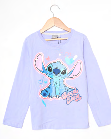 DESCUENTO 15% LIQUIDACION DE TEMPORADA! I INV. REMERA DE ALGODÓN ESTAMPA CON GLITTER "STITCH"