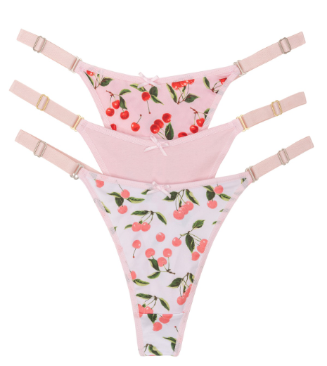 PACK X3 TANGA LISA Y ESTAMPADAS DE ALGODÓN ROSA