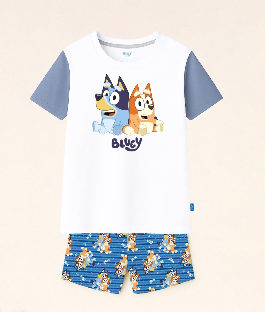 VER. PIJAMA REMERA Y ALGODÓN Y SHORT SUBLIMADO &quot;BLUEY&quot;
