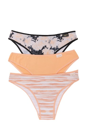 PACK X3 VEDETINA DE ALGODÓN Y LYCRA ESTAMPADA &quot;DURAZNO&quot;