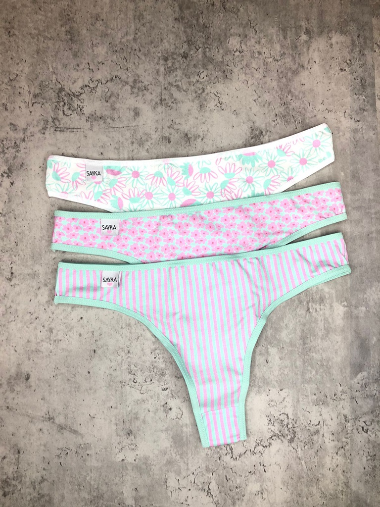 PACK X3 COLALES DE ALGODÓN Y LYCRA ESTAMPADA