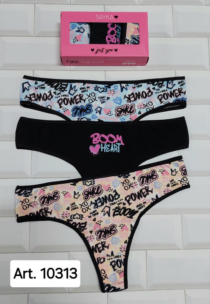 PACK X3 CULOTELESS DE ALGODON Y LYCRA ESTAMPADO