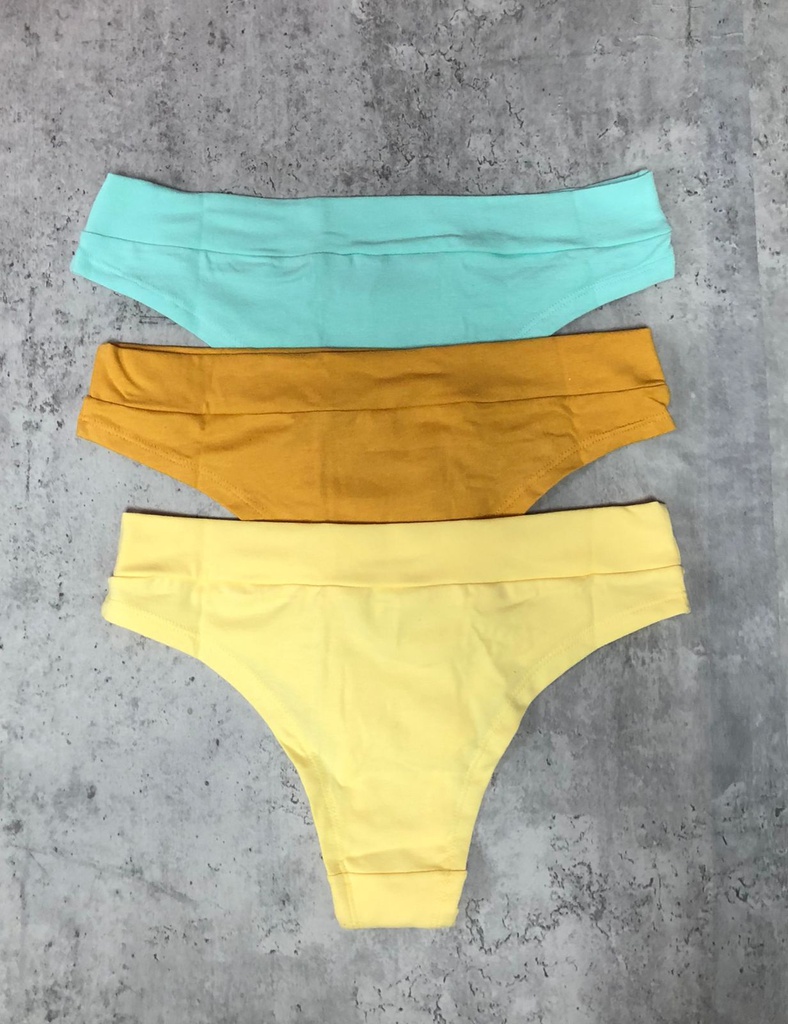 PACK X3 VEDETINA DE ALGODÓN Y LYCRA CON CINTURA Y DOBLADILLO