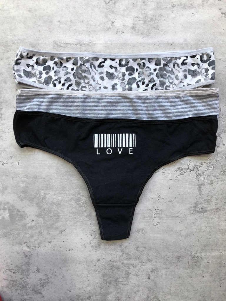 PACK X3 CULOTELESS DE ALGODÓN Y LYCRA ESTAMPADA