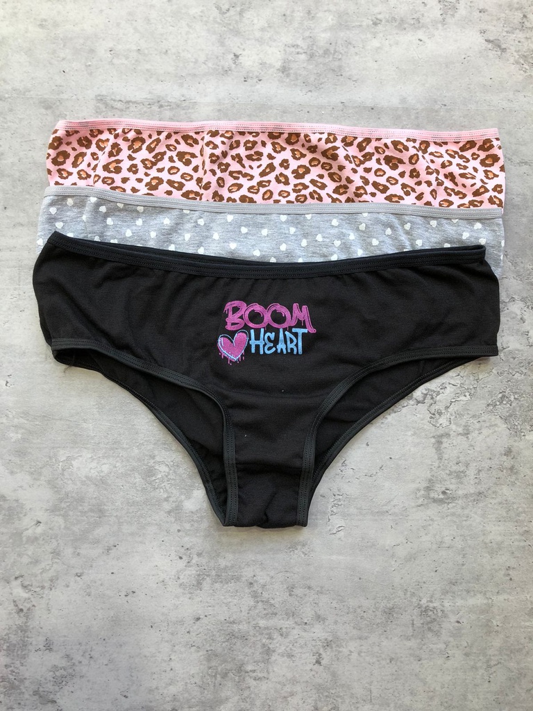 PACK X3 CULOTTE CLASICO DE ALGODÓN Y LYCRA ESTAMPADA