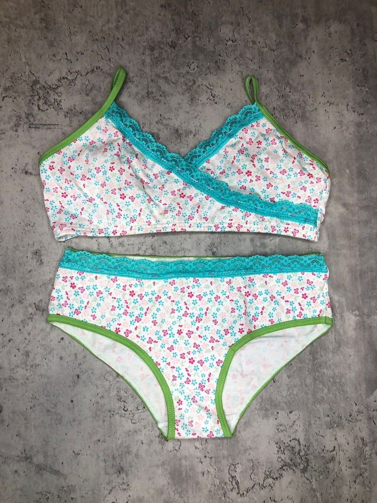 CONJUNTO DE NENA TOP CRUZADO Y CULOTTE ESTAMPADO ALGOODN