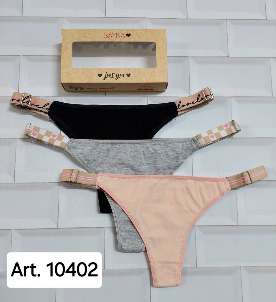 PACK X3 COLALES DE ALGODÓN Y LYCRA LISA CON BRETEL ANCHO