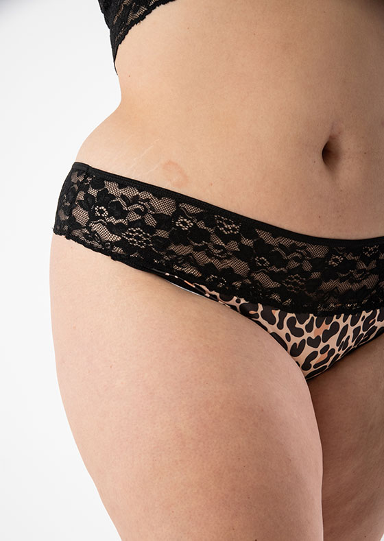 COLALES DE MICROFIBRA Y PUNTILLA ANIMAL PRINT