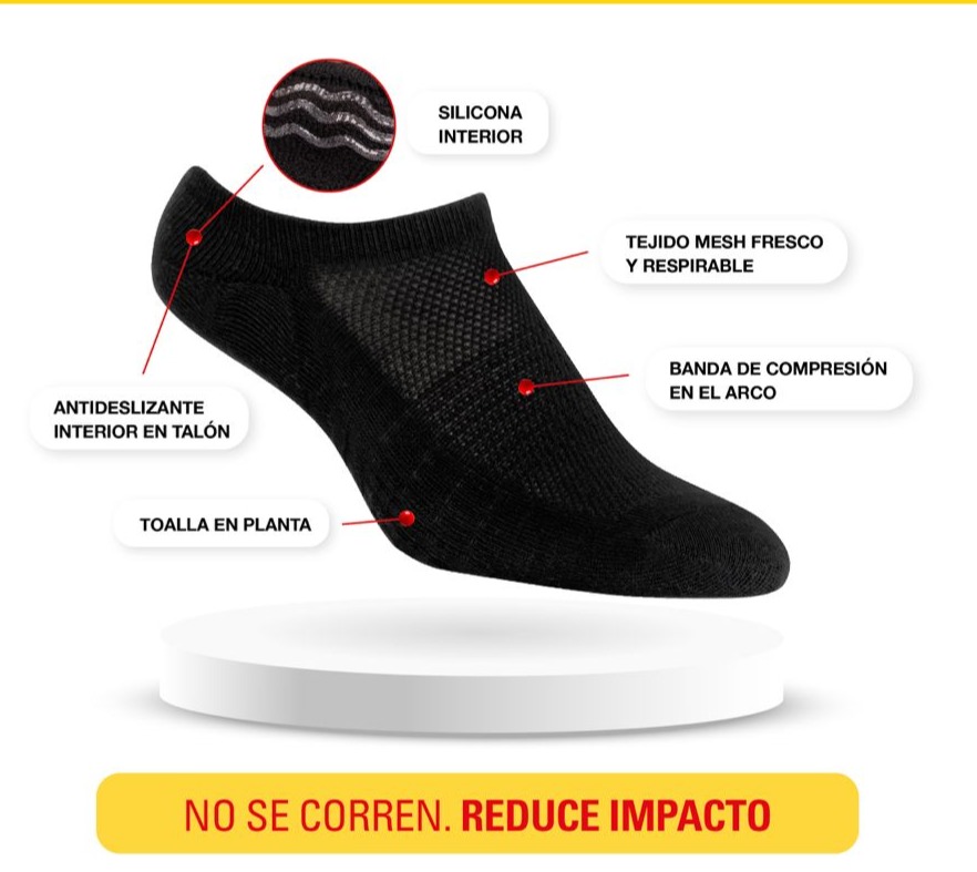 MEDIA INVISIBLE DE HOMBRE ALG. CON TALON SILICONADO -NO SE BAJAN- LISA