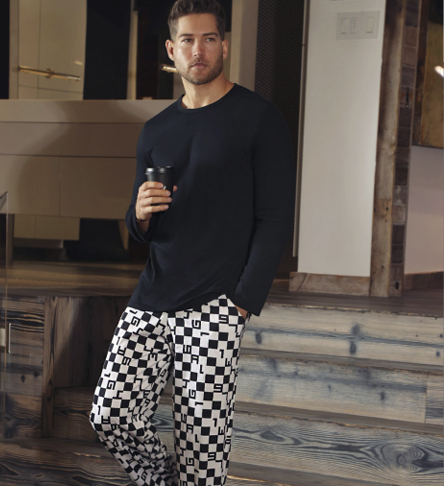 INV. PIJAMA DE HOMBRE CAMISETA LISA Y PANTALON ESTAMPADO