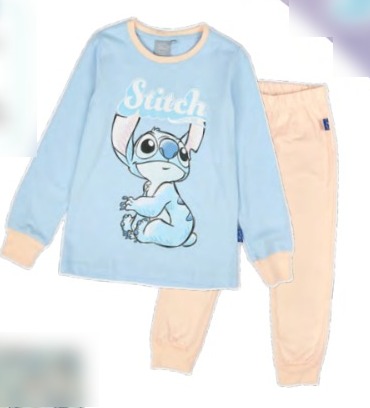 INV. PIJAMA DE ALGODÓN ESTAMPADO CON GLITTER Y PANTALON LISO "STITCH"