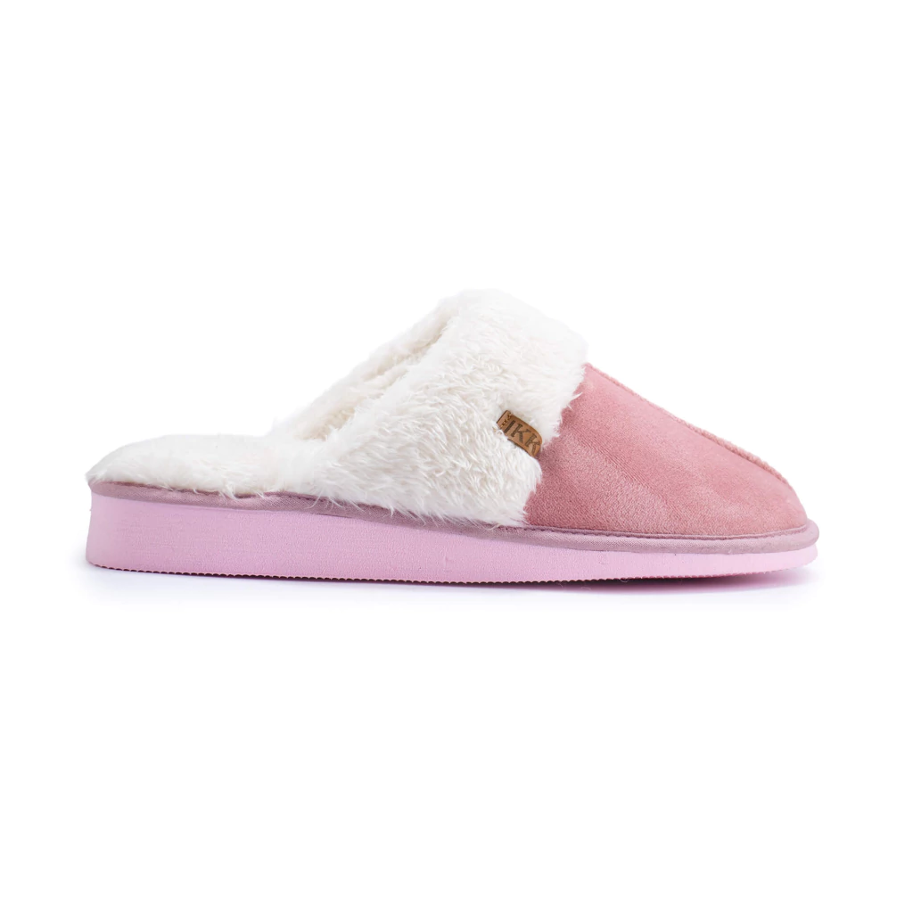 INV. PANTUFLA CHINELA DE PLUSH CON VIVO Y PLANTILLA DE CORDERITO apta para lavarropas