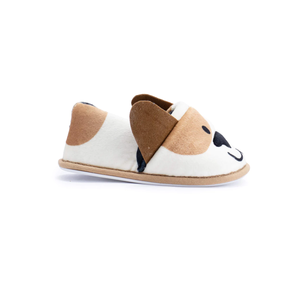 INV. PANTUFLA DE PLUSH ESTAMPADA CON APLIQUE DE ANIMAL apta para lavar en lavarropas