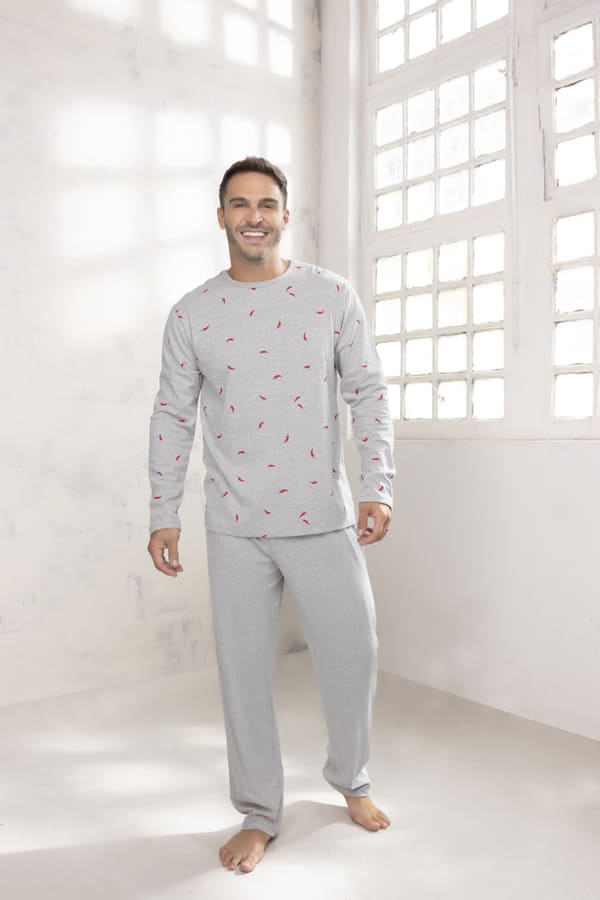  INV. PIJAMA HOMBRE MANGA LARGA DE ALGODÓN ESTAMPADO
