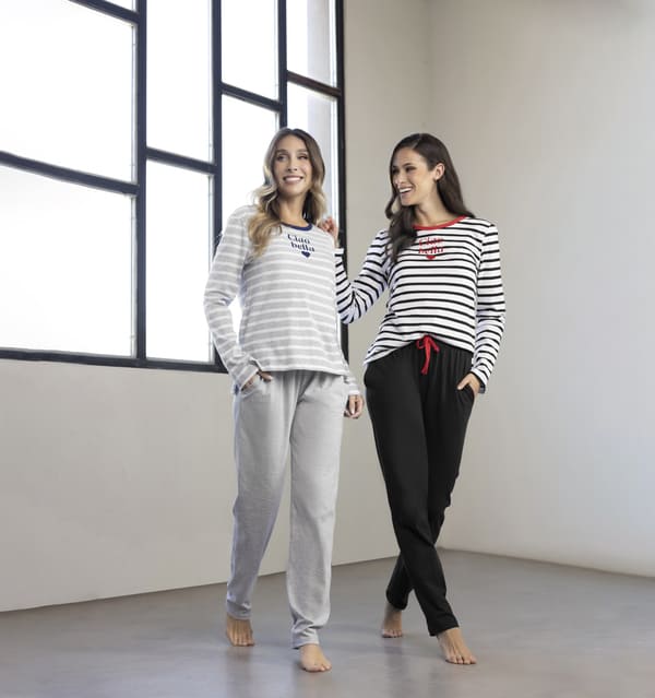 DESCUENTO 10% LIQUIDACION DE TEMPORADA! INV. PIJAMA MANGA LARGA REMERA RAYADA Y PANTALON LISO DE JERSEY