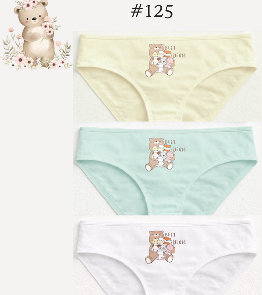 PACK X3 BOMBACHA DE NENA DE ALGODÓN Y LYCRA CON ESTAMPA LOCALIZADA