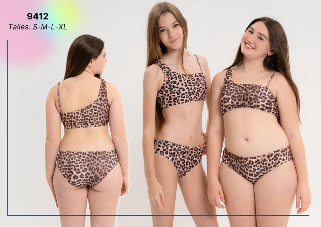 VER. MALLA BIKINI TEENS UN SOLO HOMBRO ESTAMPADA "ANIMAL PRINT"