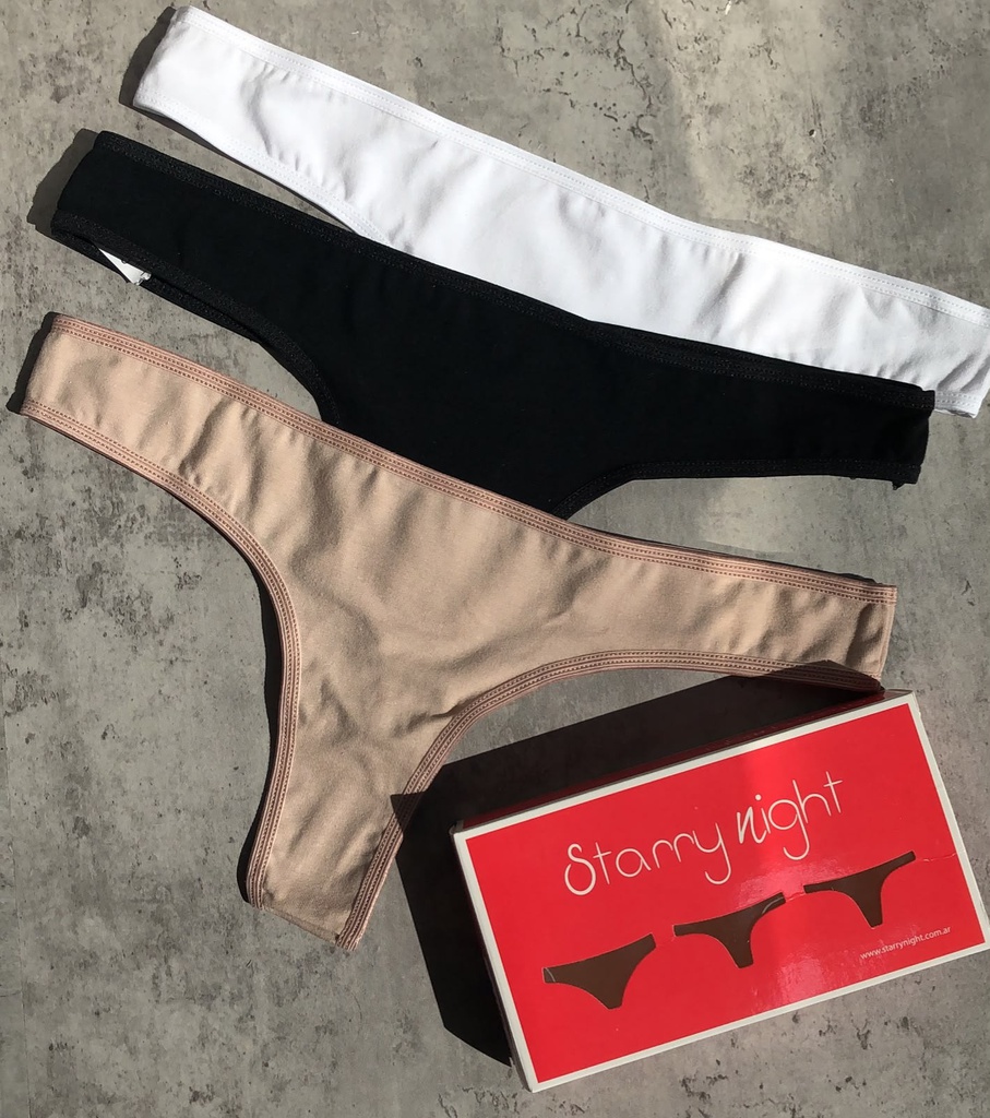 PACK X3 COLALES DE ALGODÓN Y LYCRA LISAS