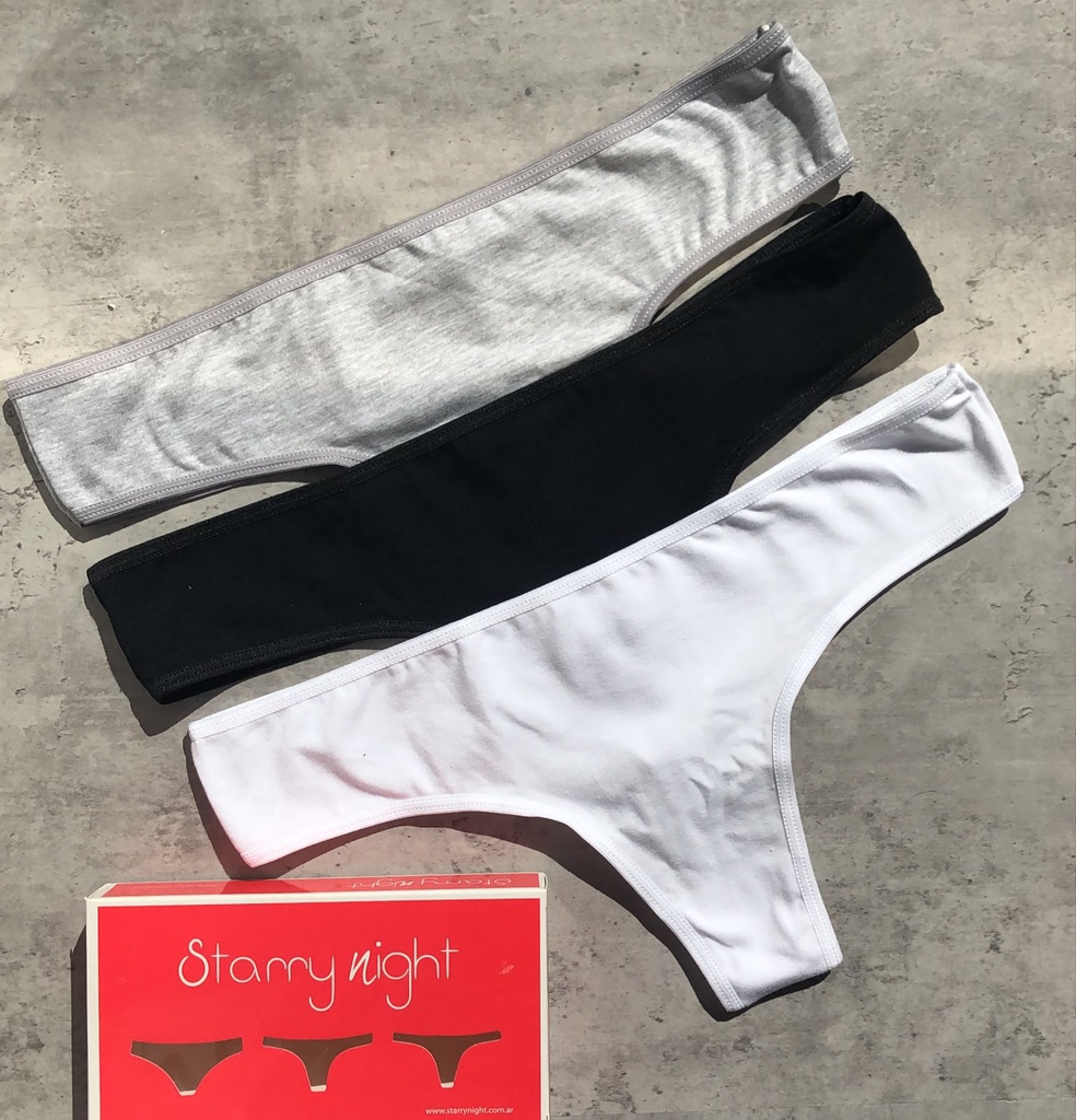 PACK X3 CULOTELESS DE ALGODÓN Y LYCRA LISAS