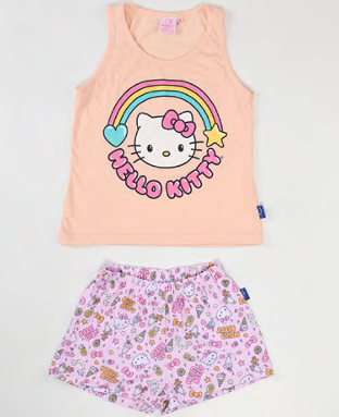VER. PIJAMA DE ALGODÓN MUSCULOSA DE ALGODÓN Y SHORT DE MODAL SUBLIMADO "KITTY"