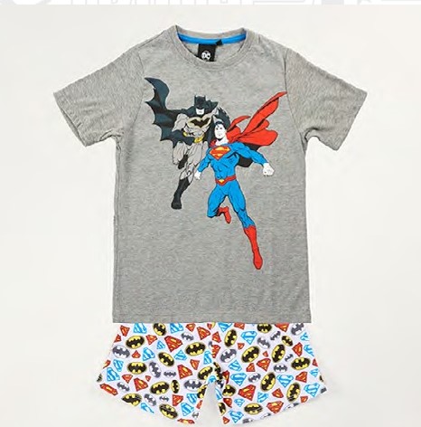 VER. PIJAMA REMERA Y SHORT DE ALGODÓN ESTAMPADO "BATMAN"