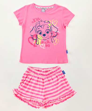 VER. PIJAMA REMERA Y SHORT ESTAMPADO DE ALGODÓN "PAW PATROL"