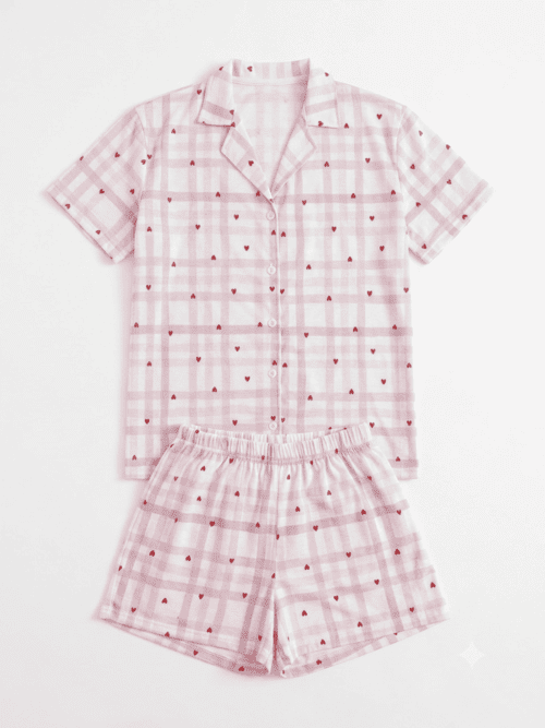 VER. PIJAMA ABOTONADO ESTAMPADO "CORAZONES"