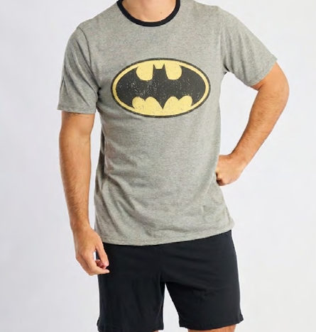 VER. PIJAMA HOMBRE REMERA ESTAMPADA Y SHORT LISO DE ALGODÓN "BATMAN"