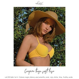 [NAIF322] BLACK! -15% OFF !! - MALLA CORPIÑO LISO TAZA SOFT C/ARCO